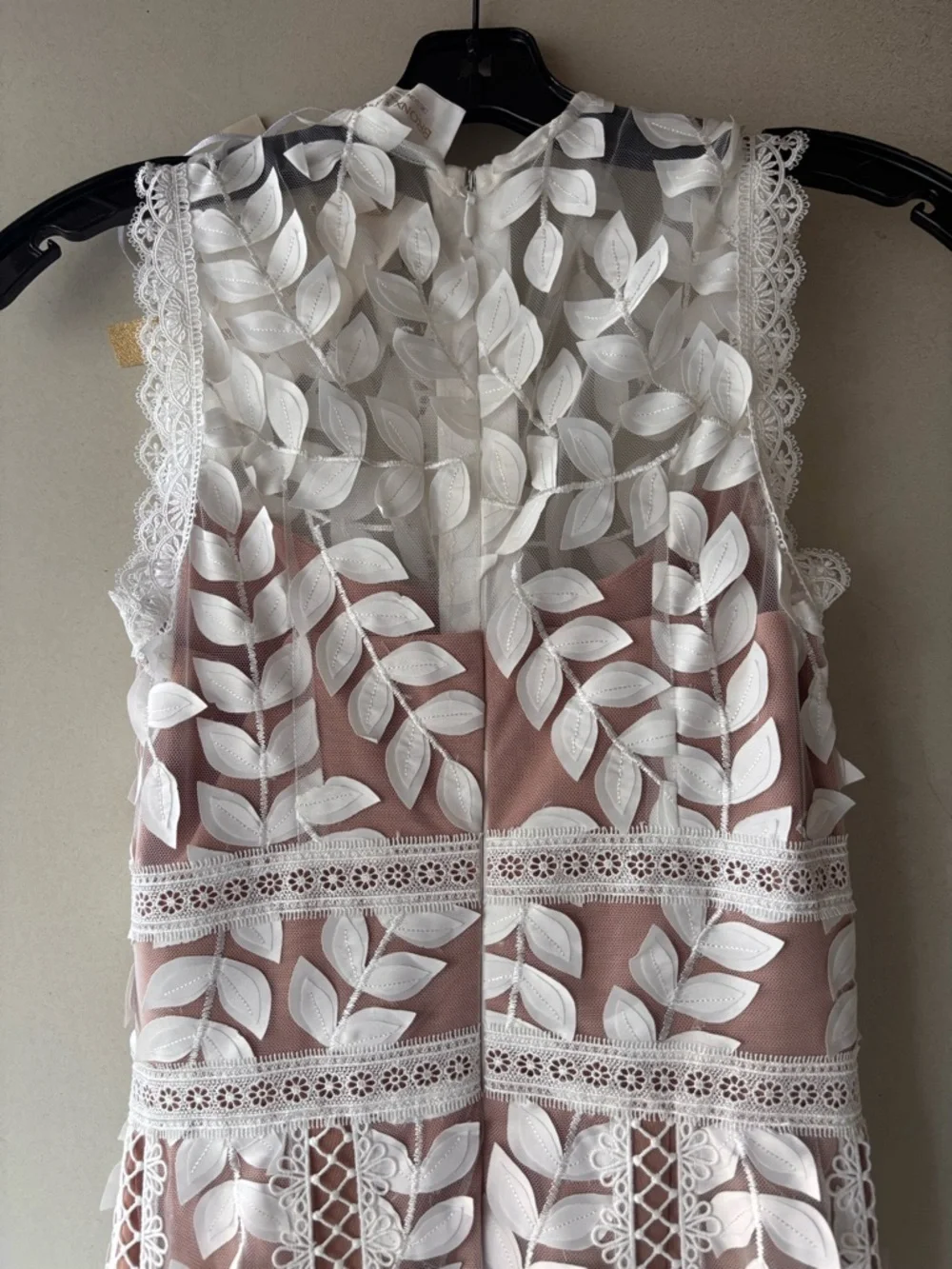 Bronx and Banco White Lace Appliqué Maxi Gown with Nude Lining - Picture 7 of 12